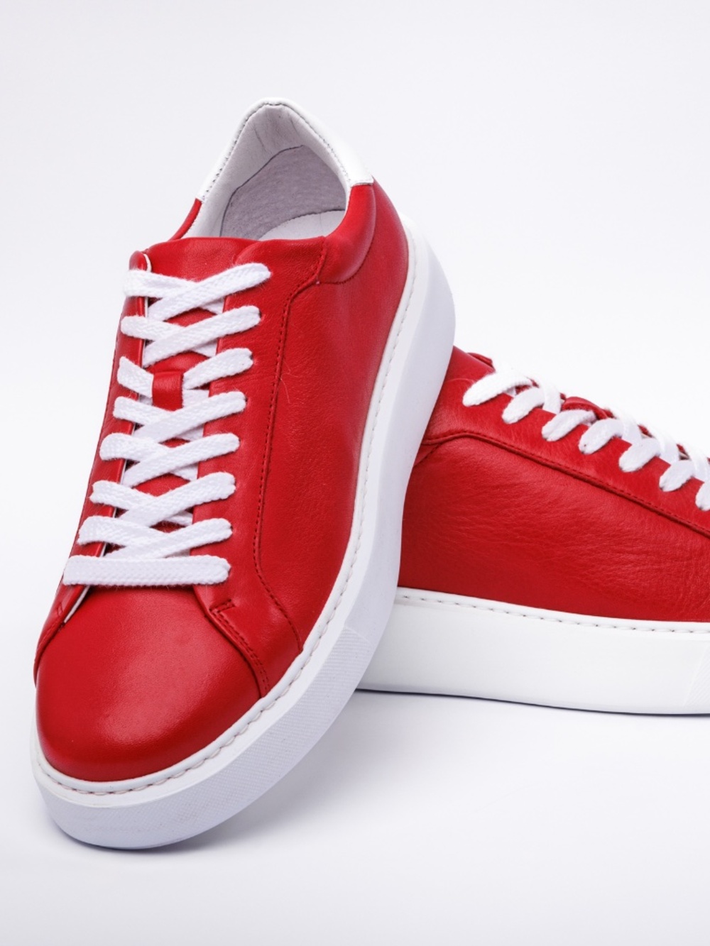 Club Shoes Relics Men Premium Leather Sneaker "Coach Collection Red-White"